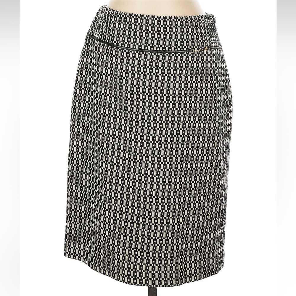 Vintage BANANA REPUBLIC Y2K Black Tweed Wool Pencil Skirt Equestrian Bit Size 4